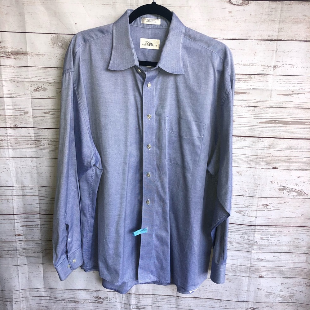 Louis Roth blue oxford button up shirt size 17